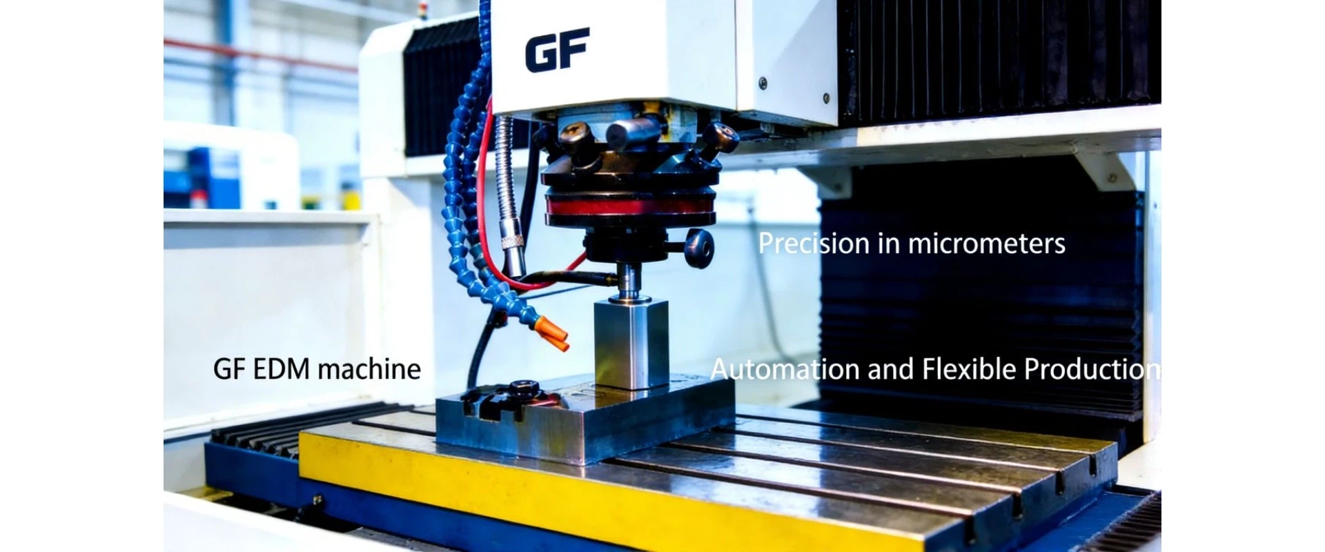 GF EDM precision machining service for complex shapes including deep grooves, narrow slots, internal sharp corners and irregular surfaces. Machining hardened steel, carbide, titanium and superalloys with ±0.005mm accuracy, Ra 0.1-1.6μm, for humanoid robots, aerospace, medical and EV industries